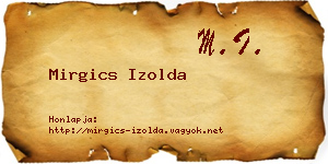 Mirgics Izolda névjegykártya